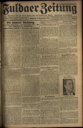 Ausgabe vom Mittwoch, den 21. September 1932.