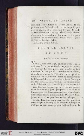 (Lettre CCLXXI - CCLXXX)