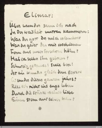 [Der Stern des Bundes] - [Handschrift] - Elimar (Über wunder sann ich nach) - StGA-George I,0805 : [SW VIII: keine Sigle]; [SW VIII, S. 70/141]