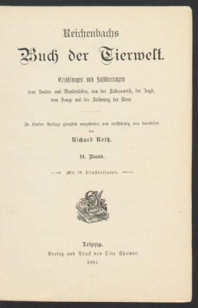 Bd. 2: Erzählungen und Schilderungen vom Seelen- und Wanderleben, von der Lebensweise, der Jagd, dem Fange, und der Zähmung der Tiere ; mit 78 Illustrationen