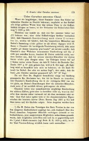 Ueber Carabus amoenvs Chaud