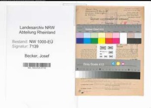 Entnazifizierung Josef Becker, geb. 02.02.1911 (Ladeschaffner)