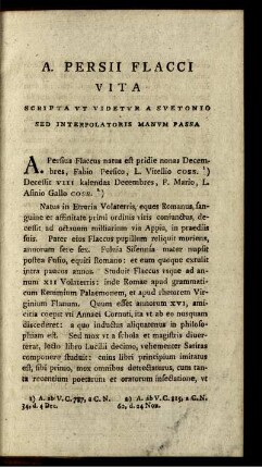 A. Persii Flacci Vita