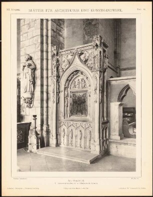 Stiftskirche St. Johannis, Osnabrück: Ansicht Sakramentshäuschen (aus: Blätter für Architektur und Kunsthandwerk, 12. Jg., 1899, Tafel 94)