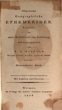 Allgemeine geographische Ephemeriden. 19. 1806