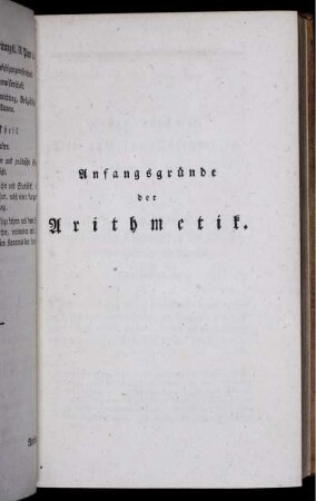 Anfangsgründe der Arithmetik.