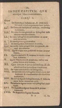 Index Capitum, Quae utroque libro continentur.