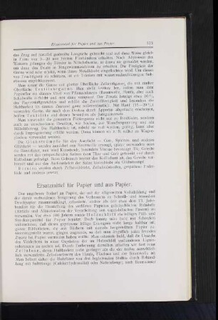 Ersatzmittel für Papier und aus Papier.