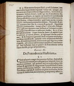 Caput II. De Præcedentia Illustrium.