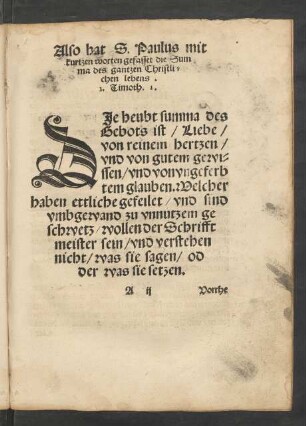 Also hat S. Paulus mit kurtzen worten gefasset die Summa des gantzen Christlichen lebens.