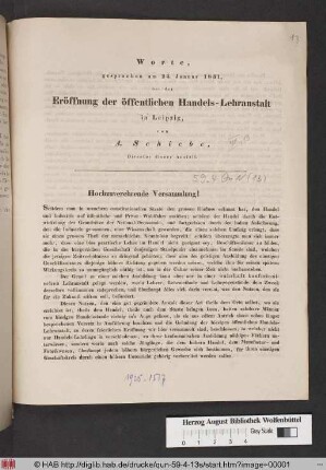 Worte, gesprochen am 23. Janur 1831. bei der Eröffnung der öffentlichen Handels-Lehranstalt in Leipzig