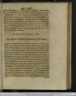 Observatio VII. De duplici Possessorio & utriusque differentia