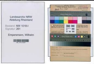Entnazifizierung Wilhelm Empersmann , geb. 11.08.1904 (Schlosser)
