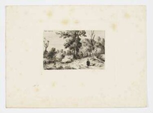 Landschaft, links ein Fluss, rechts ein Weg, aus: "Croquis noirs"