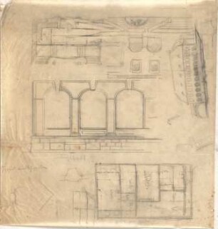Hildebrand, Adolf von; München; Armeemuseum - Grundriss, Teilgrundriss, Ansicht, Details