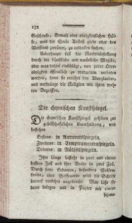 Die chymischen Kunstspiegel.
