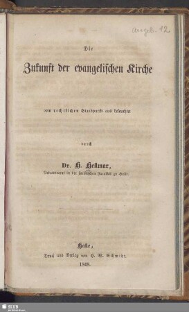 Die Zukunft der evangelischen Kirche vom rechtlichen Standpunkt aus beleuchtet