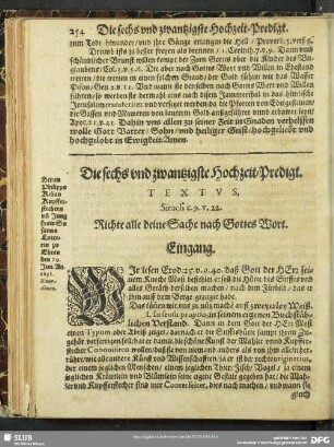 Die sechs und zwantzigste Hochzeit-Predigt