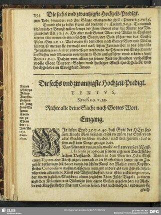 Die sechs und zwantzigste Hochzeit-Predigt