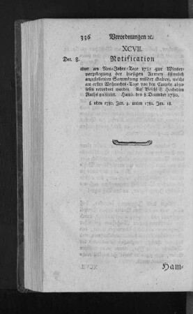 XCVII. Notification