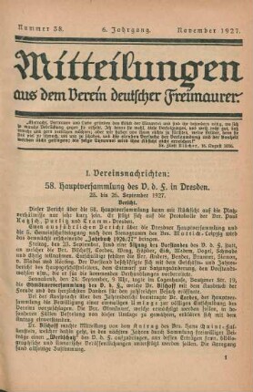 Nummer 38. 6. Jahrgang. November 1927.