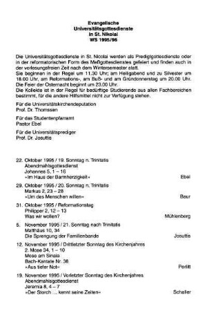Kirchliche Veranstaltungen
