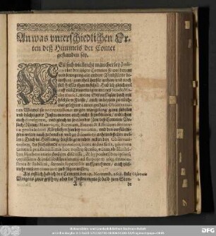 An was unterschiedlichen Orten deß Himmels der Comet gestanden sey.