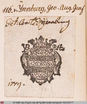 Wappen des Grafen Georg August von Isenburg