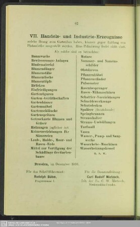VII. Handels.- und Industrie-Erzeugnisse