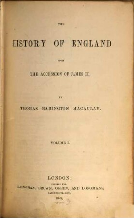 The history of England from the accession of James the Second, 1
