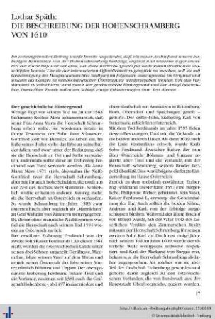Die Beschreibung der Hohenschramberg von 1610.