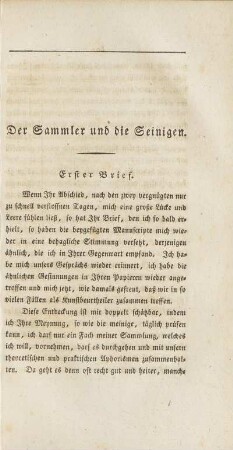 Der Sammler und die Seinigen. (unvollständig)