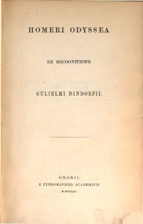 Odyssea : Ex recognitione Gul. Dindorfii