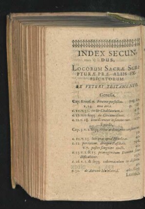 Index Secundus, Locorum Sacrae Scripturae Prae aliis Explicatorum.