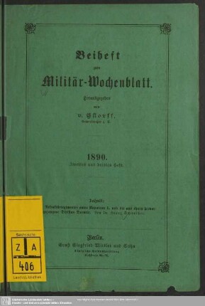 1890, H. 2/3: Militär-Wochenblatt : unabhängige Zeitschr. für d. dt. Wehrmacht