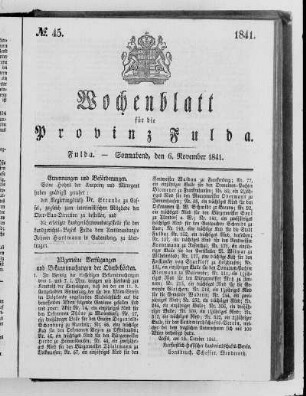 Nr. 45, Ausgabe vom 6. November 1841