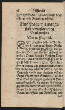 Ein Frage/ yn wat gestalt de vorstorvenen Engel gewesen? Dat 13. Capittel.