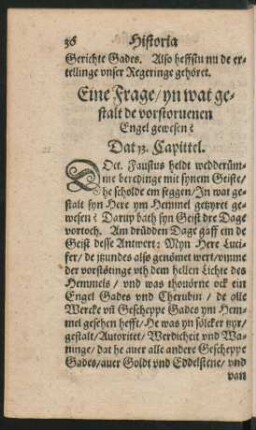 Ein Frage/ yn wat gestalt de vorstorvenen Engel gewesen? Dat 13. Capittel.