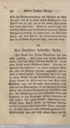 III. Von Gemählden italienischer Meister.