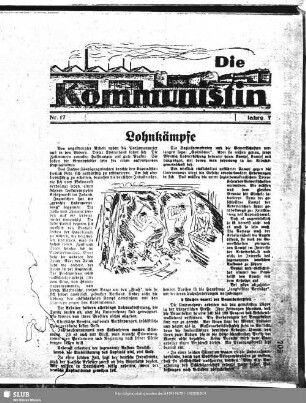 Die Kommunistin : Organ der Kommunistischen Partei Deutschlands (Sektion der Kommunistischen Internationale)