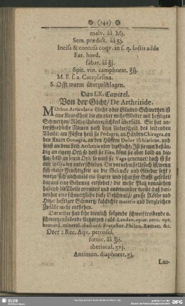 Das LX. Capitel. Von der Gicht, De Arthritide