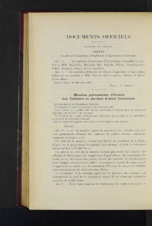 Documents Officiels.