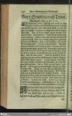 Am 5. Sonntag nach Trinit. Evangel. Luc. 5. v. 1-11.