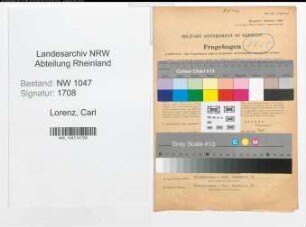 Entnazifizierung Carl Lorenz , geb. 24.08.1892 (Angestellter)