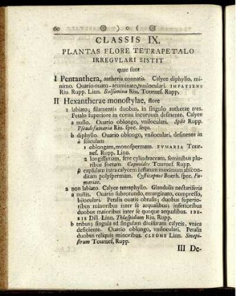Classis IX. Plantas Flore Tetrapetalo Irregulari Sistit ...