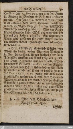 §. VIII. Von dem Hochlöblichen Raths-Collegio