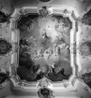 Deckenbild : Deckenbild. Deckenmalerei (1766; J. Christ). Ettenbeuren, Katholische Pfarrkirche Mariä Himmelfahrt