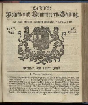 28. Stueck, Montag den 11ten Julii 1757