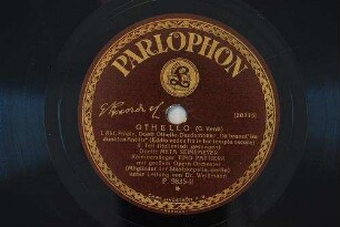 Othello : 1. Akt, Finale, Duett Othello-Desdemona: "Da brannt' im dunklen Antlitz"; (Eddio vedea fra le tuc tempie oscure); 2. Teil / (G. Verdi)