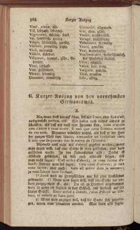 Kurzer Auszug von den vornehmsten Germanismis.